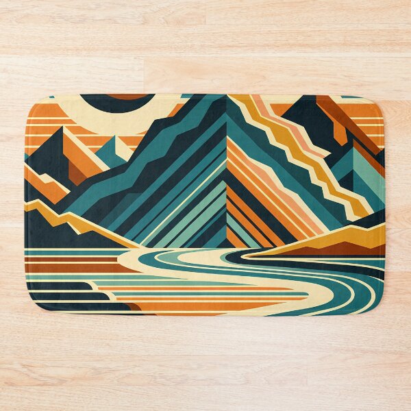 Item preview, Retro Mountain River Landscape designed and sold by InkSmithery.