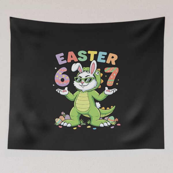 Item preview, Funny Easter Bunny Dinosaur Six Seven 67 Meme Kids Design designed and sold by kiralynstration.