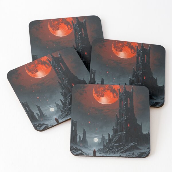 Item preview, Red Moon Ruins — Dark Surrealism Art Print designed and sold by ReliquiaeArt.
