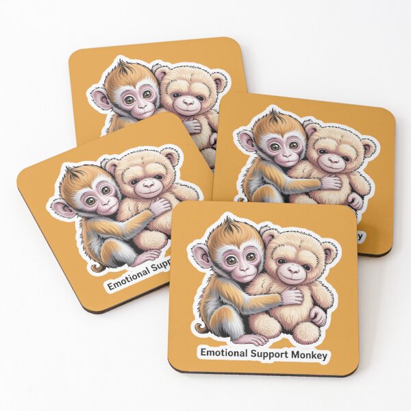 Item preview, Cute Monkey Hug Comfort Art designed and sold by PrintBreeze.
