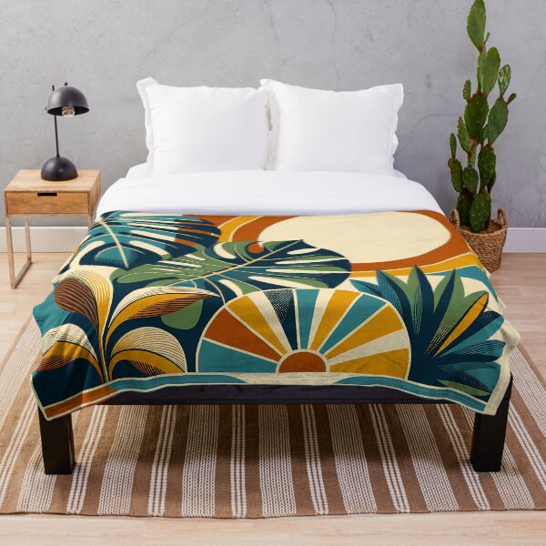 Aperçu de l'œuvre Résumé botanique du soleil et des feuilles de Monstera créée et vendue par InkSmithery.