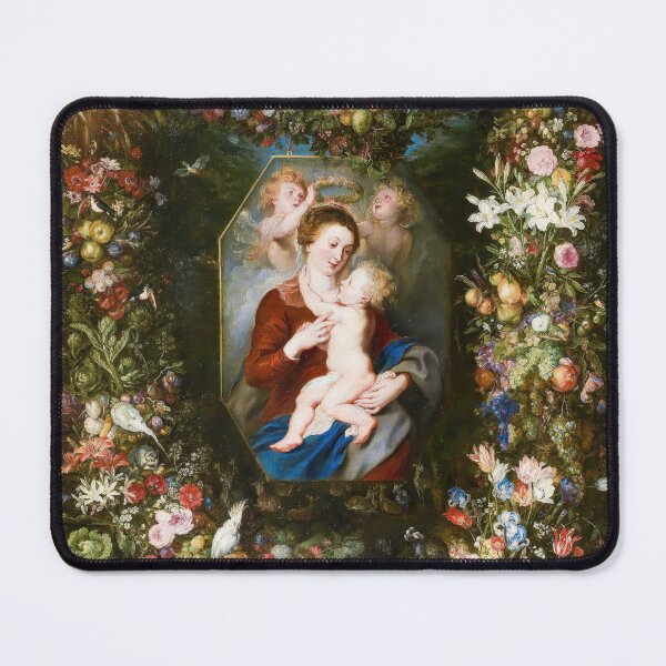 Item preview, Jan Brueghel the Elder Virgin Child Flower Garland designed and sold by TheSoulOfArt.