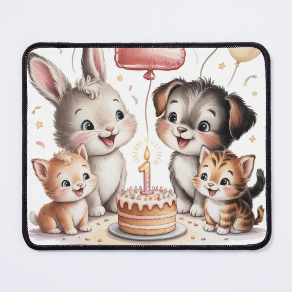 Item preview, Happy First Birthday – Kawaii Animals Party Design designed and sold by myforestfog.