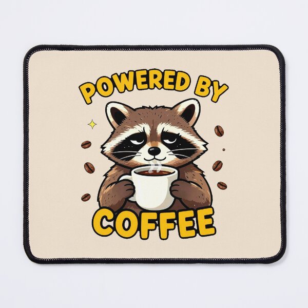 Item preview, Powered By Coffee Raccoon – Funny National Coffee Day Sticker designed and sold by AnimalAirtistry.