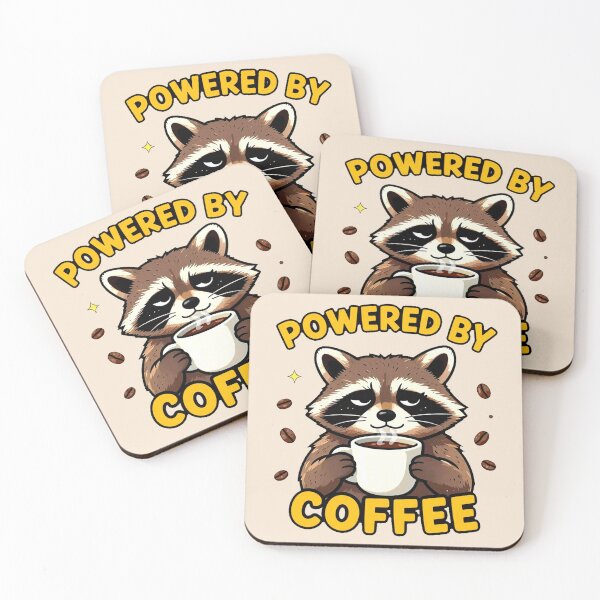 Item preview, Powered By Coffee Raccoon – Funny National Coffee Day Sticker designed and sold by AnimalAirtistry.