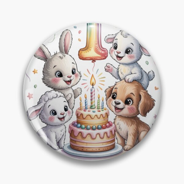 Item preview, Cute 1st Birthday Animals – Happy Baby Party Illustration designed and sold by myforestfog.