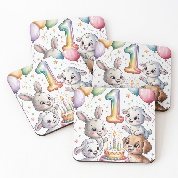 Item preview, Cute 1st Birthday Animals – Happy Baby Party Illustration designed and sold by myforestfog.