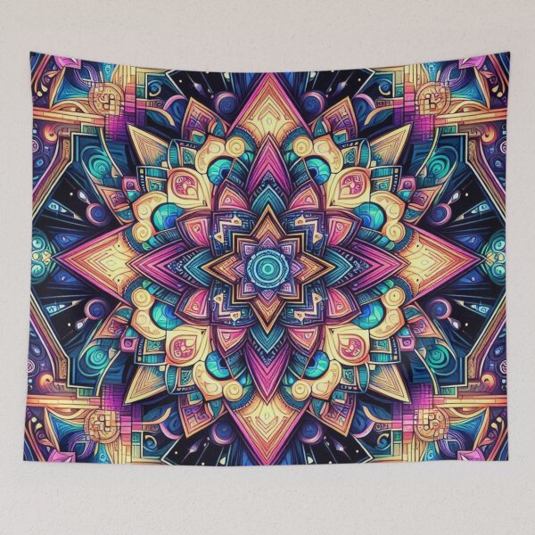 Item preview, Cosmic Mandala – Vibrant Symmetry Emblem Design designed and sold by Dogandesighn.
