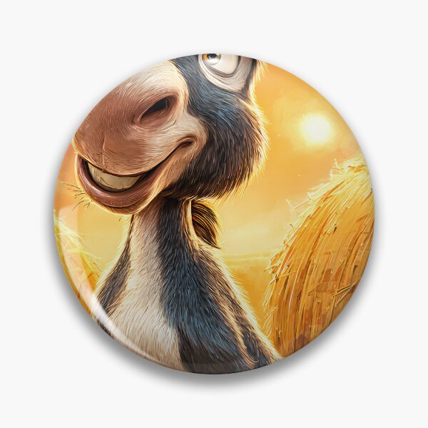 Item preview, Cheerful Cartoon Donkey in a Hay Bale Setting designed and sold by Artessie.