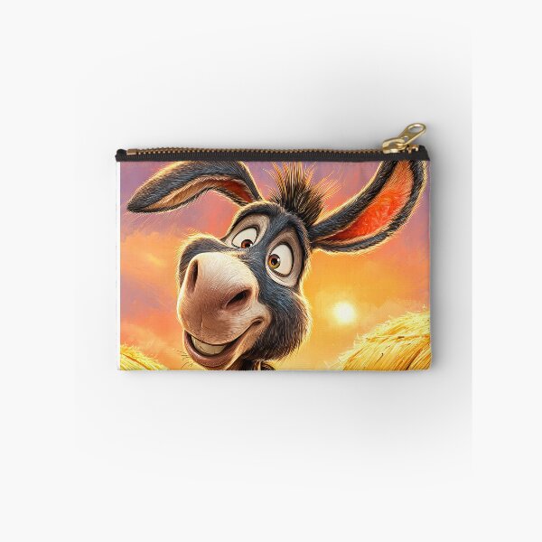 Item preview, Cheerful Cartoon Donkey in a Hay Bale Setting designed and sold by Artessie.