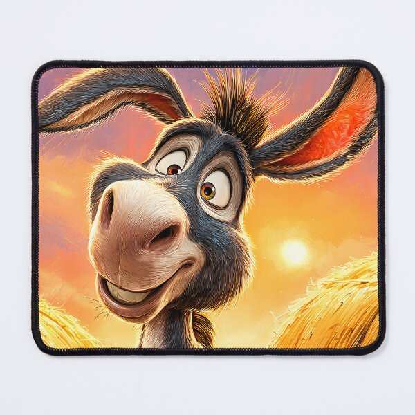 Item preview, Cheerful Cartoon Donkey in a Hay Bale Setting designed and sold by Artessie.