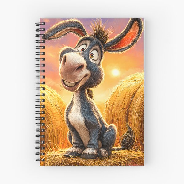 Item preview, Cheerful Cartoon Donkey in a Hay Bale Setting designed and sold by Artessie.