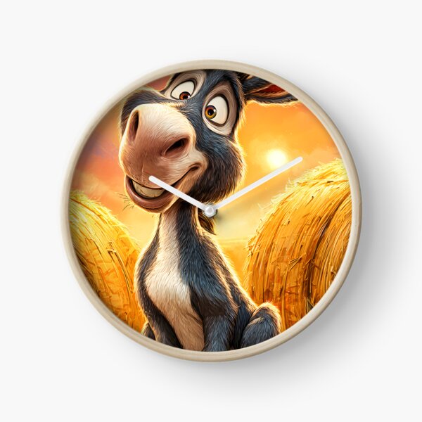 Item preview, Cheerful Cartoon Donkey in a Hay Bale Setting designed and sold by Artessie.