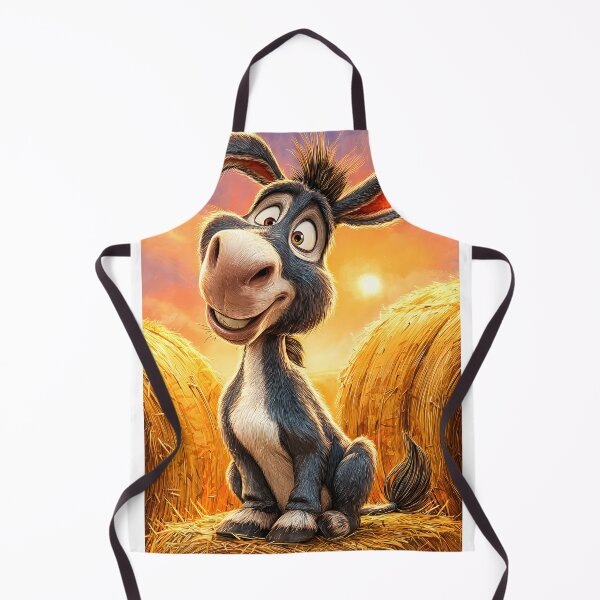 Item preview, Cheerful Cartoon Donkey in a Hay Bale Setting designed and sold by Artessie.