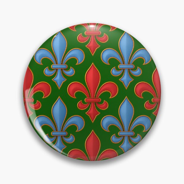 Item preview,  Red Blue Fleur-de-lis Design On Green Background  designed and sold by PatternTitan.