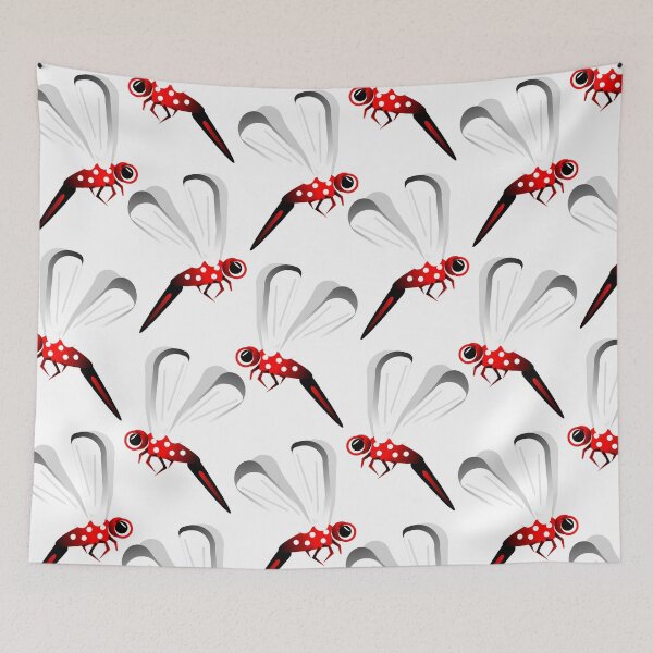 Item preview, Modern Red Dragonfly Wings Pattern designed and sold by The Nomadic Designs.