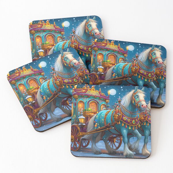 Item preview, Elegant Winter Horse-Drawn Carriage in Snowy Scene designed and sold by Artessie.