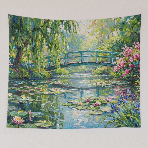 Item preview, Impressionist Japanese Bridge and Water Lily Pond Garden designed and sold by griez.