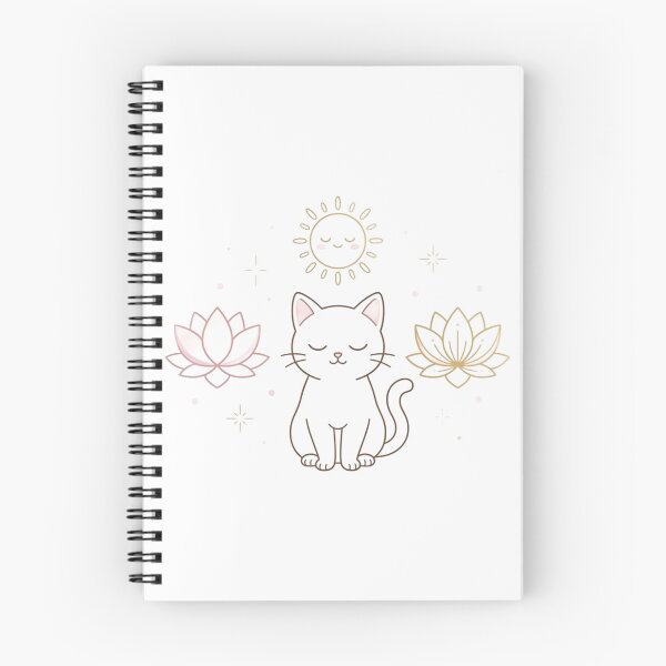 Item preview, Zen Cat Meditation - Aesthetic Lotus Flowers and Sun designed and sold by Mora Lab.