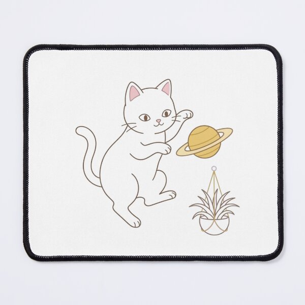 Item preview, Space Cat Playing with Saturn - Aesthetic Planet and Hanging Plant designed and sold by Mora Lab.
