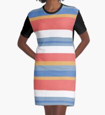 Color Strips Graphic T-Shirt Dress