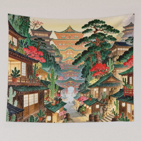 Item preview, Abandoned Japanese City Overgrown with Exotic Plants designed and sold by M-Y-A-R-T-.