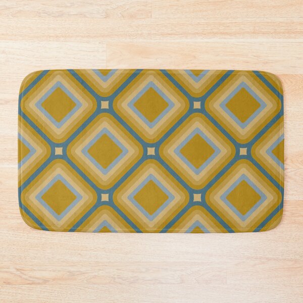 Item preview, Mid-century Retro Geometric Pattern - Olive gold and dusty blue designed and sold by JMgraphic.