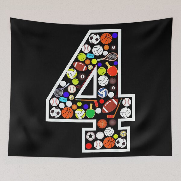 Item preview, Kids 4th Birthday Sports Big Number Four 4 Year Old Boy designed and sold by StephanieSBeama.