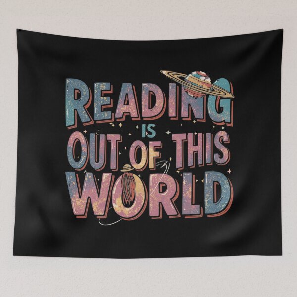 Item preview, Reading Is Out Of This World Retro Space Reading Typography designed and sold by PROPera-design.