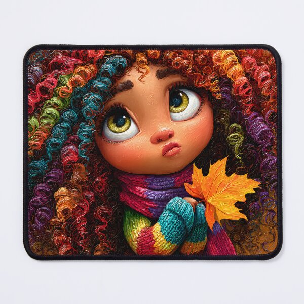 Item preview, Colorful Girl with Curly Hair and Autumn Leaves designed and sold by Artessie.