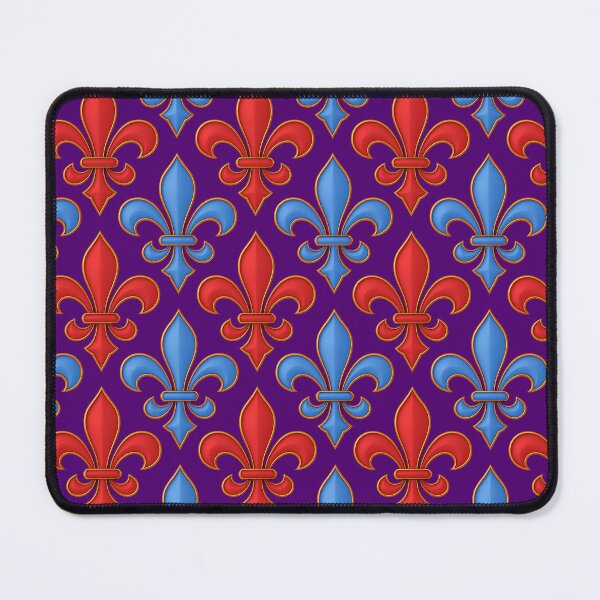 Item preview, Red Blue Fleur-de-lis Design On Purple Background designed and sold by PatternTitan.