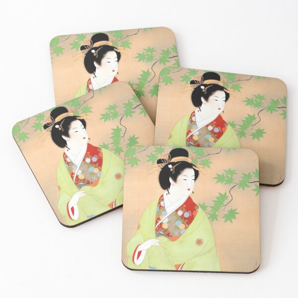 Item preview, Bijin in Green Kimono by Uemura Shōen (c.1930) // Public Domain designed and sold by Vernissage-dart.