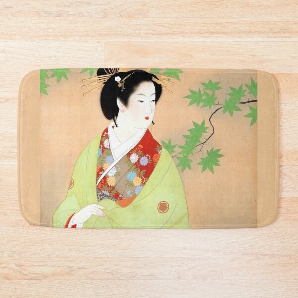 Item preview, Bijin in Green Kimono by Uemura Shōen (c.1930) // Public Domain designed and sold by Vernissage-dart.