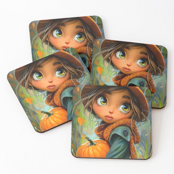 Item preview, Charming Girl with Pumpkin in Autumn Colors designed and sold by Artessie.