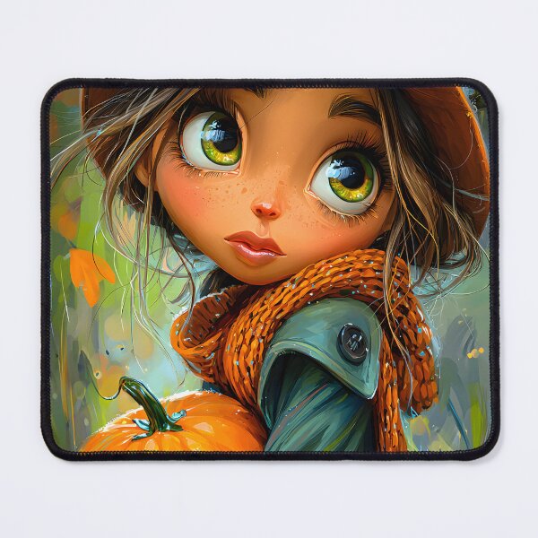 Item preview, Charming Girl with Pumpkin in Autumn Colors designed and sold by Artessie.
