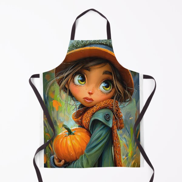 Item preview, Charming Girl with Pumpkin in Autumn Colors designed and sold by Artessie.