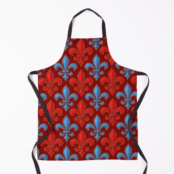 Item preview, Red Blue Fleur-de-lis Design On Maroon Background designed and sold by PatternTitan.