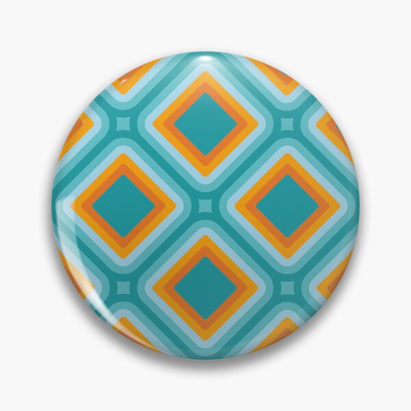 Item preview, Mid-century Retro Geometric Pattern - Turquoise blue and Orange designed and sold by JMgraphic.