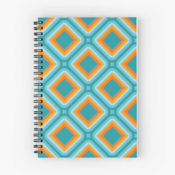 Item preview, Mid-century Retro Geometric Pattern - Turquoise blue and Orange designed and sold by JMgraphic.