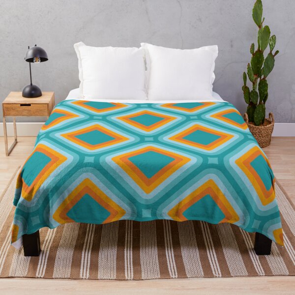 Item preview, Mid-century Retro Geometric Pattern - Turquoise blue and Orange designed and sold by JMgraphic.