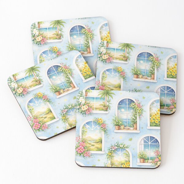 Item preview, Dreamy Window Pattern – Cozy Landscape Window Illustration designed and sold by DrizzyV.