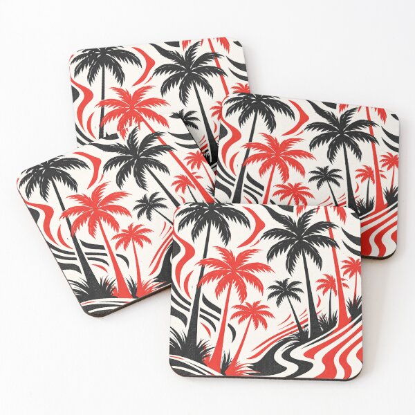 Item preview, Red and Black Palm Tree Pattern – Distorted Tropical Design designed and sold by DrizzyV.