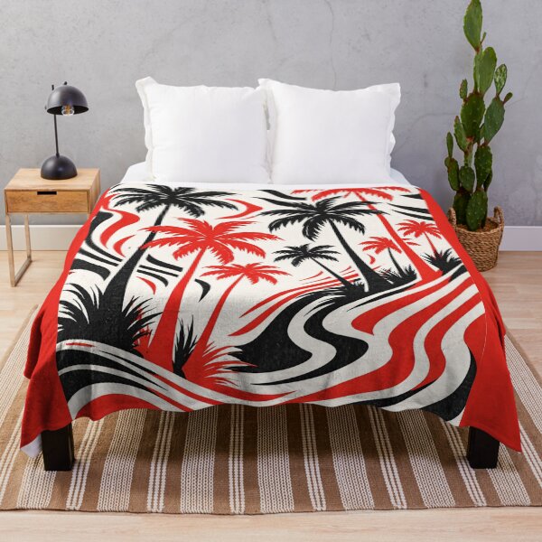 Item preview, Red and Black Palm Tree Pattern – Distorted Tropical Design designed and sold by DrizzyV.