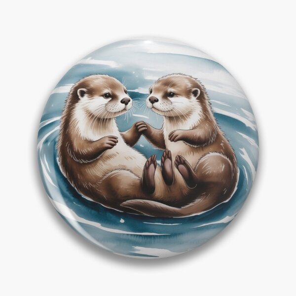 Item preview, Otters Holding Hands - Cute Otters Gift Idea designed and sold by Versik-.