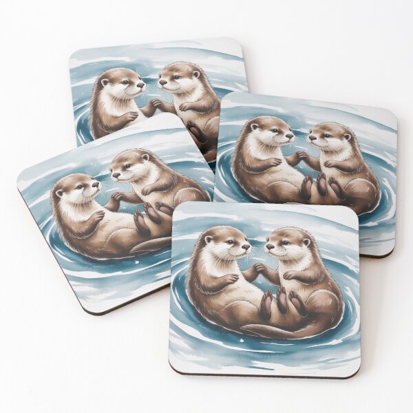 Item preview, Otters Holding Hands - Cute Otters Gift Idea designed and sold by Versik-.
