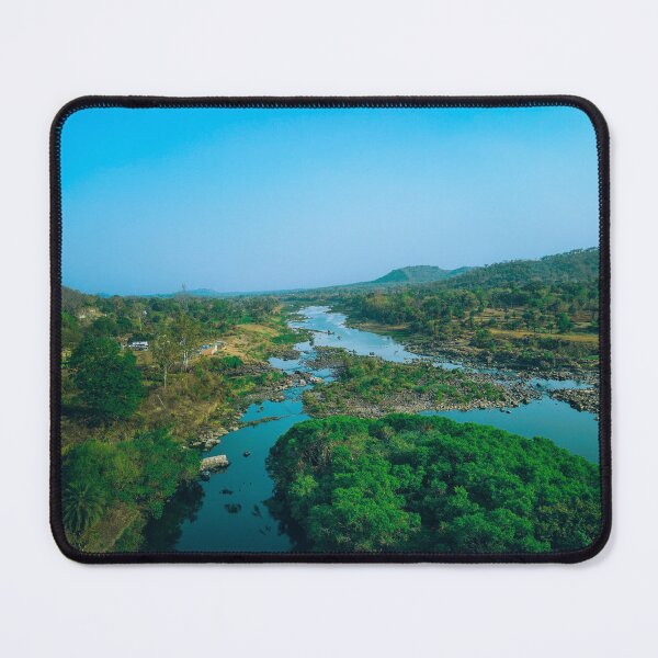 Item preview, Serene River Valley Landscape with Lush Green Forest and Hills designed and sold by RawmenX.
