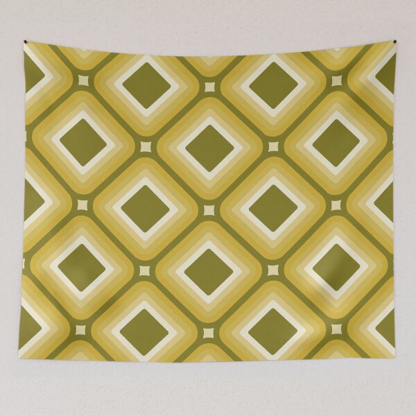 Item preview, Mid-century Retro Geometric Pattern - Olive green and mustard yellow designed and sold by JMgraphic.