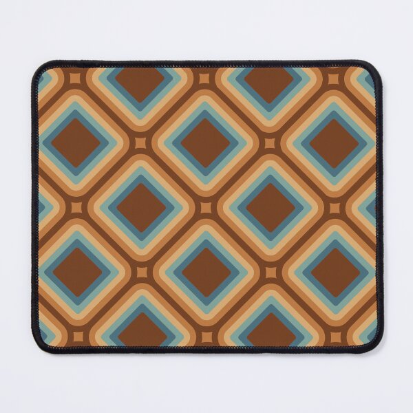 Item preview, Mid-century Retro Geometric Pattern - Chocolate browns and Blue designed and sold by JMgraphic.