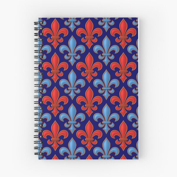 Item preview, Red Blue Fleur-de-lis Design On Blue Background  designed and sold by PatternTitan.