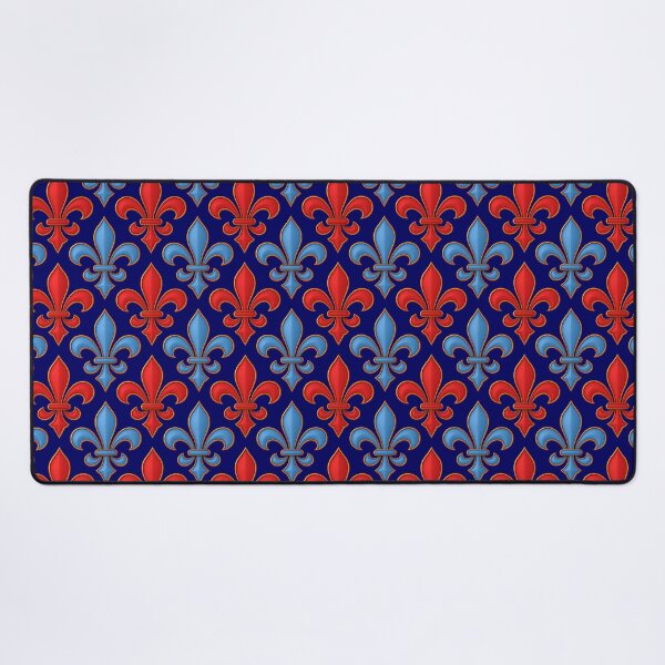 Item preview, Red Blue Fleur-de-lis Design On Blue Background  designed and sold by PatternTitan.